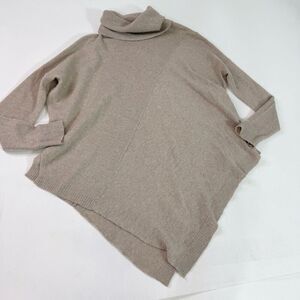 Sea Bleu Sweater Womens Small Cashmere Turtleneck Asymmetical Hem Tan